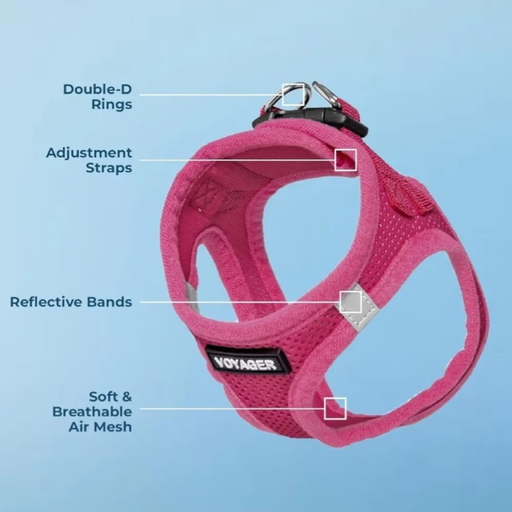🐾 Voyager Pink Mesh Dog Harness Sz S